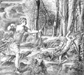 The Death of Actaeon, After Titian, Pencil on Cartridge, 42 x 46.5cm, 2006