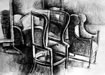 Landscape with Chair, Litho crayon, 29.4 x 41.2 cm, 1992